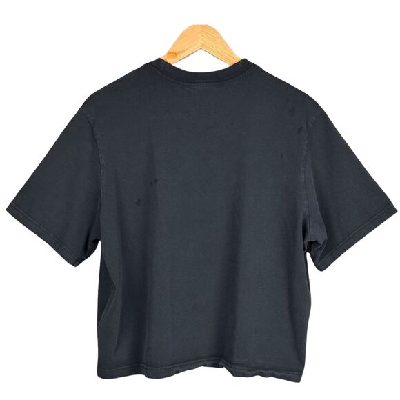 Nike Shirt Womens Crop Center Swoosh Relaxed Boxy‎ Loose Fading Large Black Y2K - Picture 2 of 8